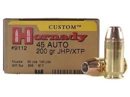 Hornady .45 ACP 200gr XTP ammo 